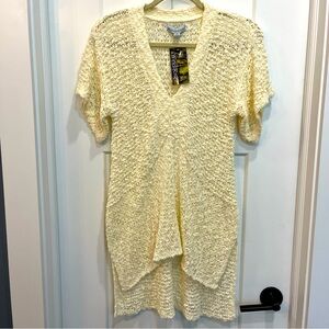 WindiRiver Women’s Crocheted Tunic Sweater Size Small Cream‎ Color Short Sleeve